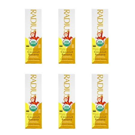 RADIUS Toothpaste USDA Organic Kids Coconut Banana 6 Count | Non Toxic | Designed to Improve Gum Health For Children 6 Months and Up