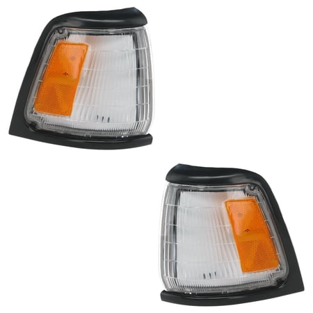 Pair Of Corner Lights Compatible with 1989-1991 Toyota Pickup Base 2.4L (89-91) 2WD Halogen Black Bezel I4 22R-E 8161089175 TO2520120 TO2521122 8162089175