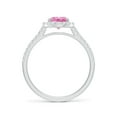 thumbnail image 2 of Angara Rings - Natural 1.45 ct Pink Sapphire Halo Ring with Diamonds in Platinum for Women (Size-8x6mm) | September Birthstone Jewelry, Birthday, Anniversary, Jewelry Gift for Women, 2 of 8