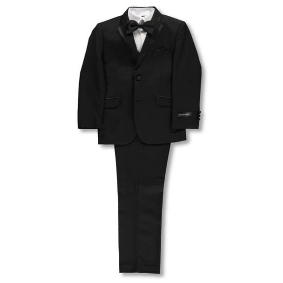Kids World Big Boys' "Best-Dressed" 5-Piece Tuxedo Suit - black, 14 (Big Boys)