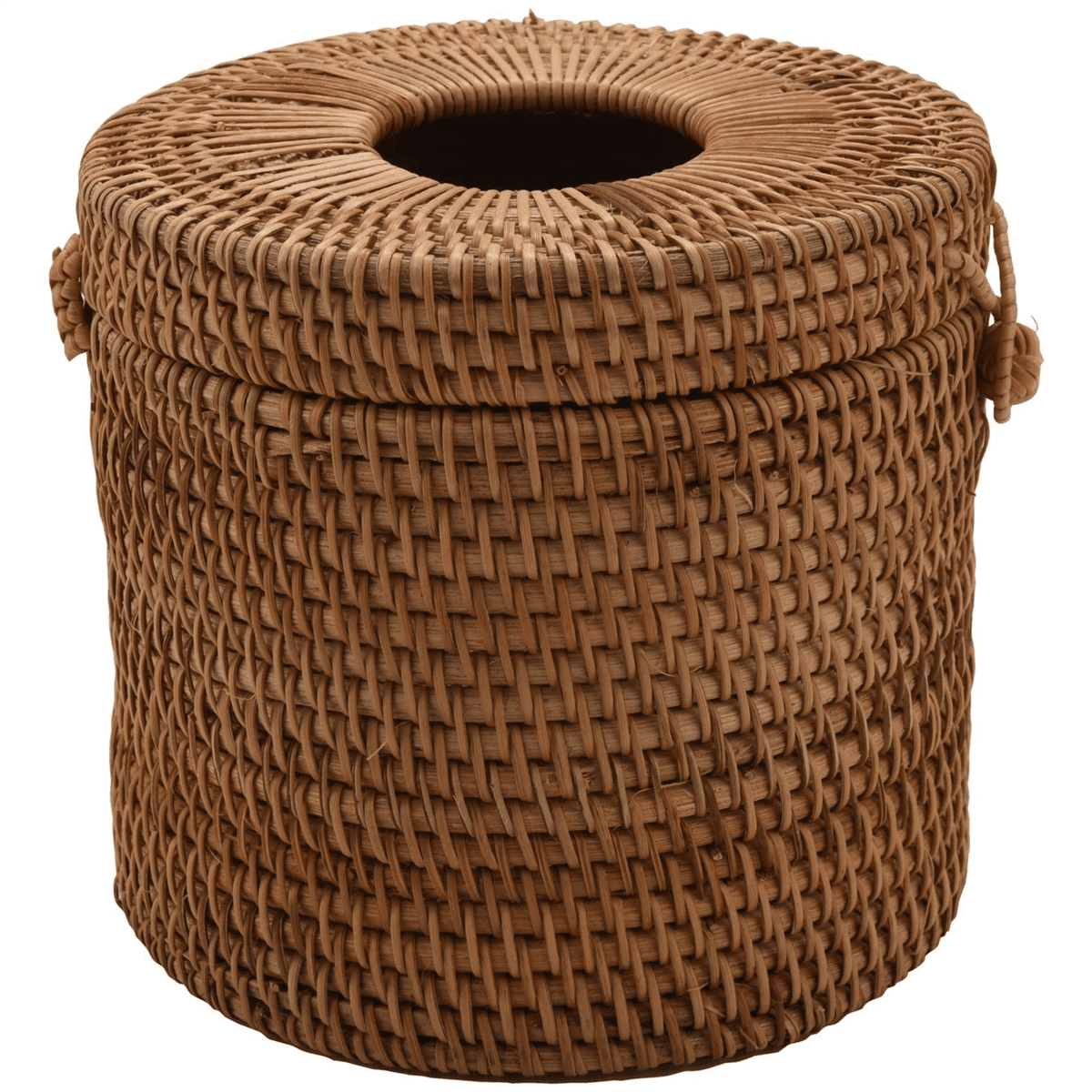 3X Round Rattan Tissue Box Vine Roll Holder Toilet Paper Cover Dispenser for Barthroom,Home,Hotel and Office