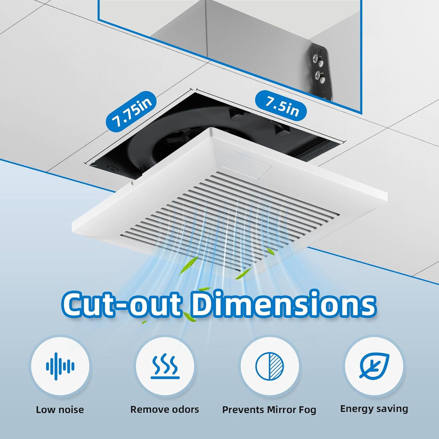 110 CFM Ultra Quiet Bathroom Exhaust Fan, Ceiling Mount Ventilation with White Grille, Energy Saving‌
