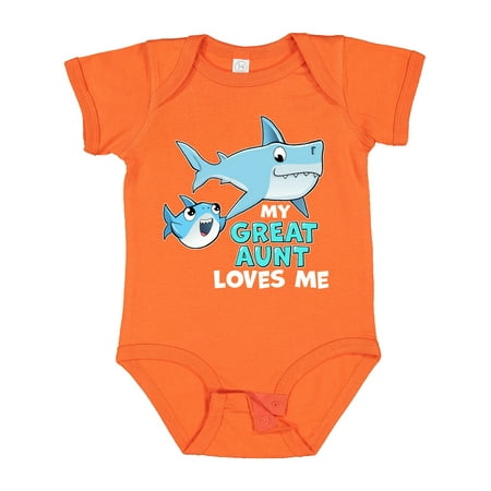 

Inktastic My Great Aunt Loves Me with Cute Sharks Gift Baby Boy or Baby Girl Bodysuit
