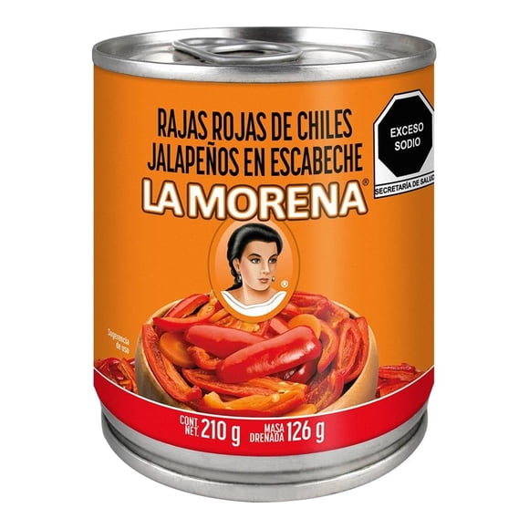 Rajas rojas La Morena de chiles jalapeños en escabeche 210 g