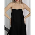 thumbnail image 5 of Komoo Women Summer Casual Linen Dress Spaghetti Strap Contrast Color Flowy Long Dress with Pockets, 5 of 5