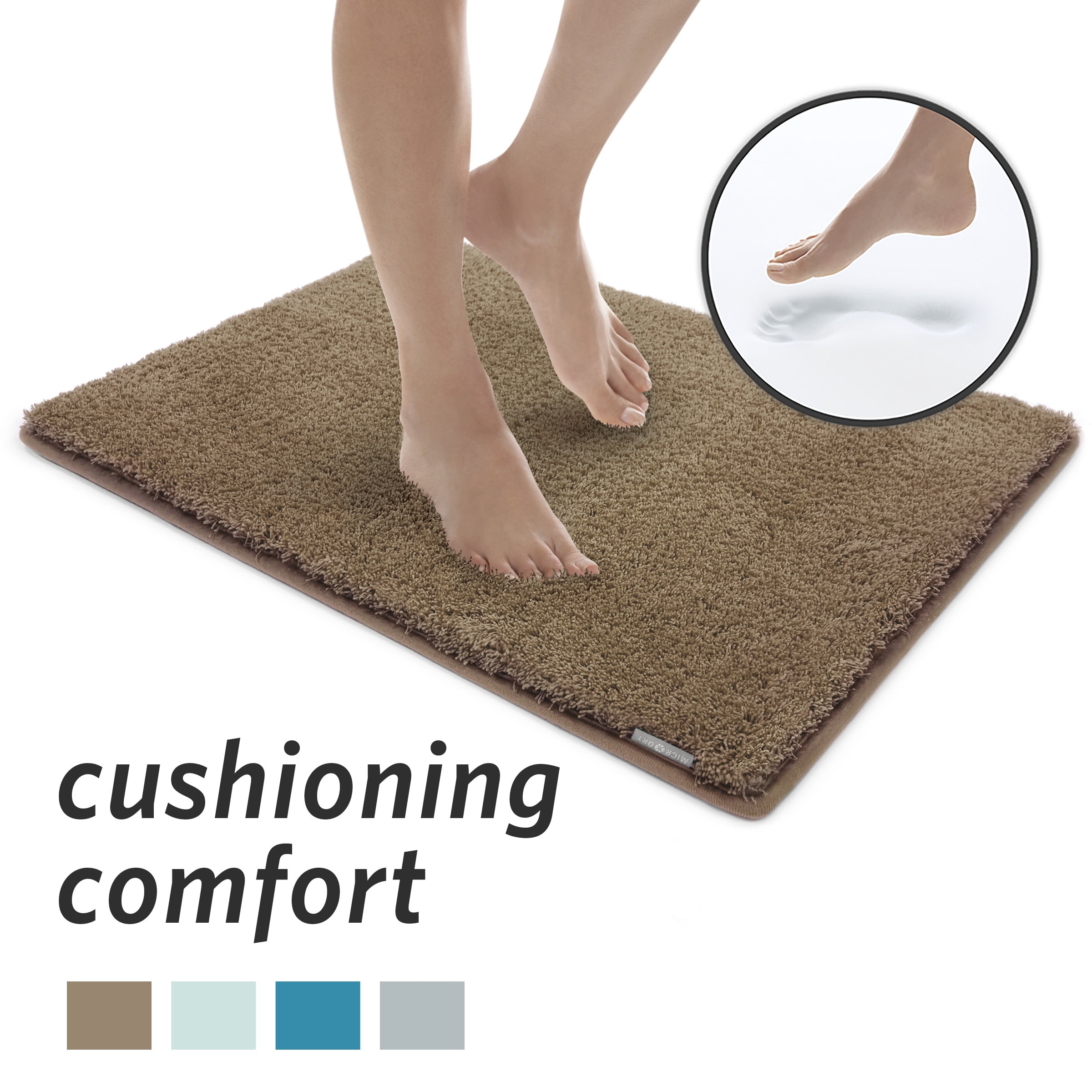 Microdry Soft & Cozy Memory Foam Bath Mat 17x24", Mint