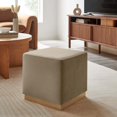 thumbnail image 2 of Ottoman Accent Chair, Taupe Gray Natural, Velvet, French Living Lounge Cafe Lobby Hospitality Restaurant, Modern Contemporary Boutique HB36574, 2 of 9