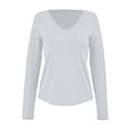 thumbnail image 1 of Playera George para Mujer, Escote V Profundo Manga Larga Blanco Talla M, 1 of 4