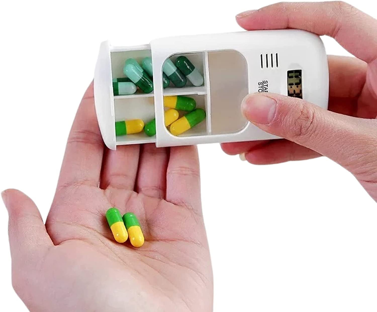 Weekly Smart Pill Box with LCD Digital Pill Container Memory Timer with