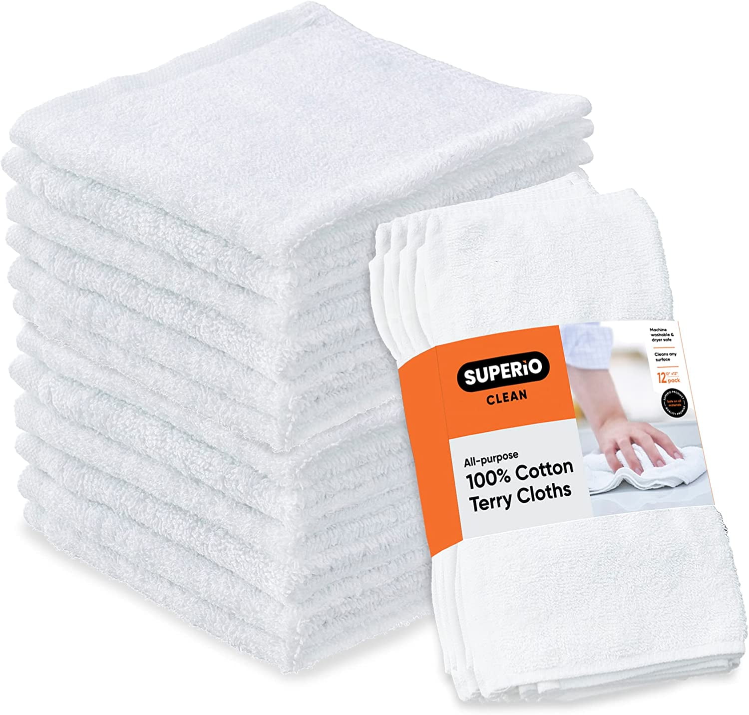 Cotton All Purpose Terry Towels White Household Cleaning Cloths 6