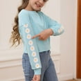thumbnail image 4 of EANJE Crop Tops for Girls 10-12 Sweatshirt Cute Daisy Print Long Sleeve Crewneck Winter Casual Pullover Top Light Blue 12-13Y, 4 of 4