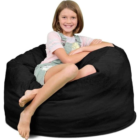Ultimate Sack 3000 (3 ft.) Bean Bag Chair in multiple colors: Giant Foam-Filled Furniture - Machine Washable Covers  Double Stitched Seams  Durable Inner Liner. (3000  Charcoal Fur)