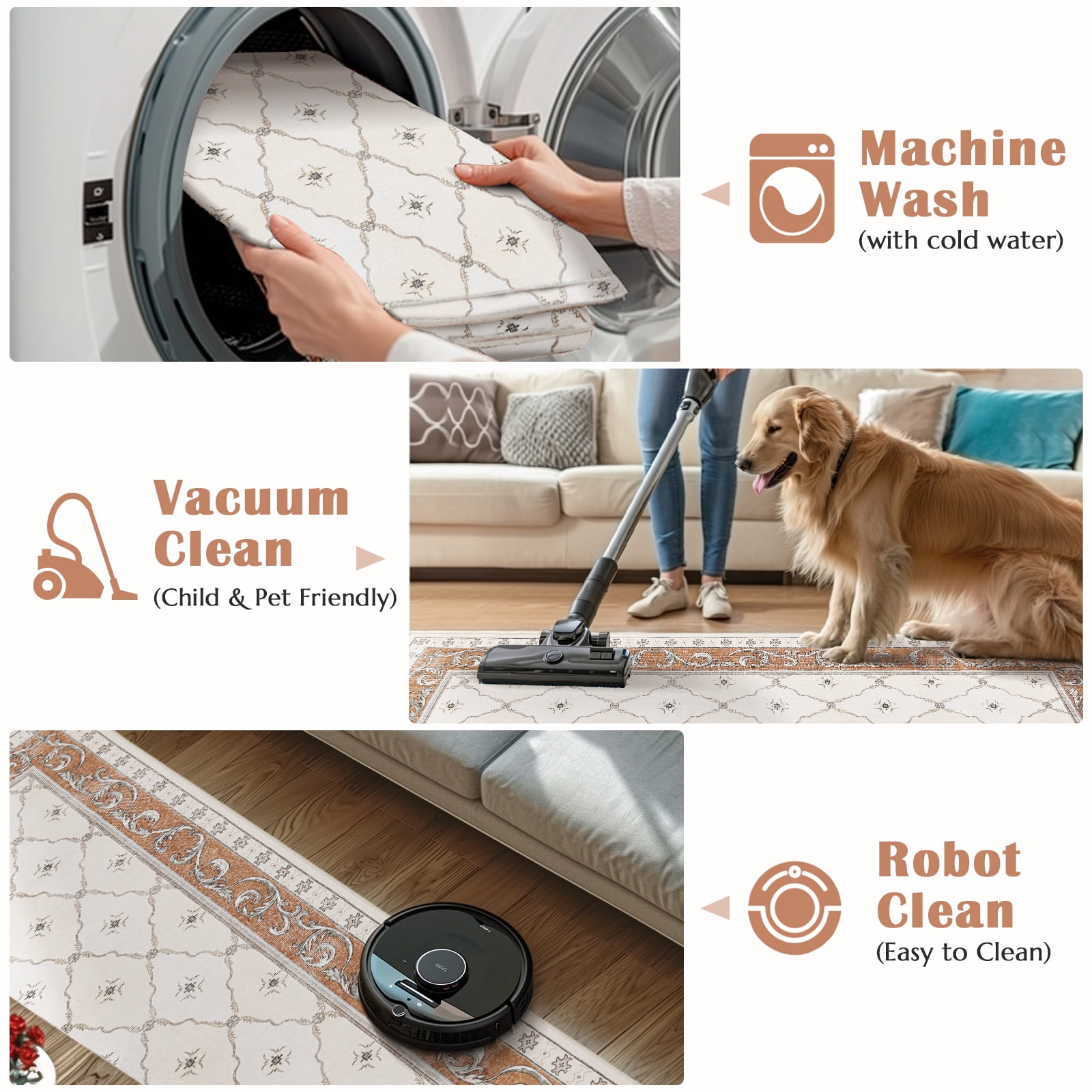 RUGKING 2X3 Area Rug Entryway Orange Multi Vintage Doormat Kitchen Floor Cover Indoor Soft Floral Mat Retro Accent Rug for Bathroom Living Room Bedroom Office Farmhouse