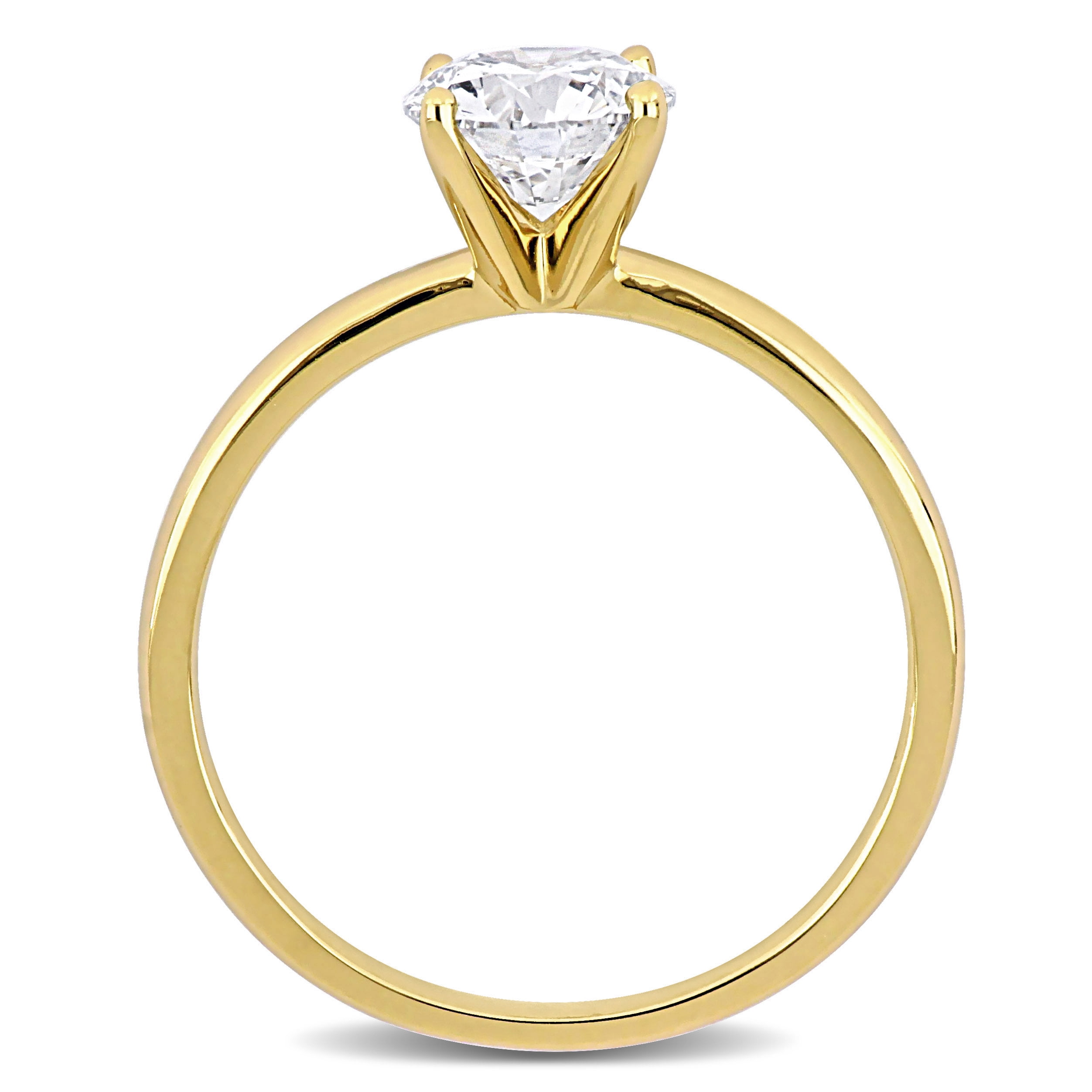 Created Forever Women's 1 CT Lab Created Diamond 14K Yellow Gold Solitaire Engagement Ring (H-I, SI-I1)