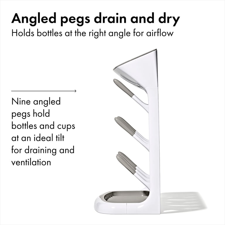 OXO Tot Space-Saving Baby Bottle Drying Rack, White photo 6