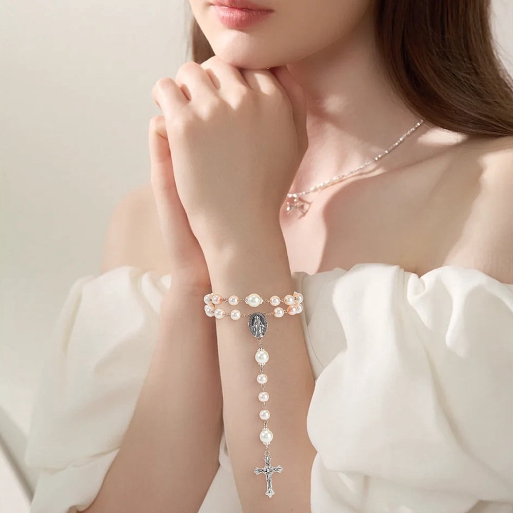 DIY Rosary Bead Jewelry Making Finding Kits including Alloy Pendants & Links & Bead Caps Glass Pearl Beads 304 Stainless Steel Eye Pins Mixed Color
