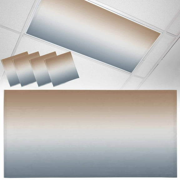 4 Pack Brown Grey Fluorescent Light Covers for Ceiling Lights Gradient Magnetic Ceiling Light Covers Overhead Light Filters for Office Classroom Home