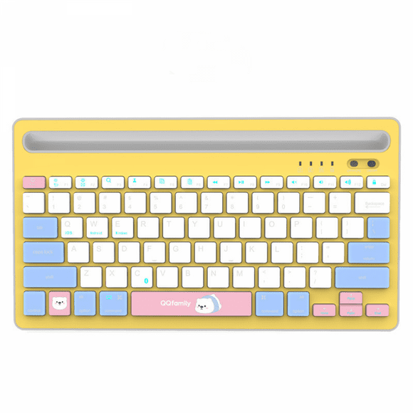 Hongkaii Wireless Bluetooth Keyboard Portable Office Slim Combo Wireless Keyboard, Compact Keyboard with Shortcuts, 10m Range, Quiet, Yellow Keyboard DZ#422-4314