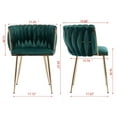 thumbnail image 7 of Velvet Dining Chairs Set of 2,Upholstered Accent Chairs with Gold Metal Legs and Curved Back,Comfy Leisure Chair Vanity Armchair for Dining Room Kitchen Vanity Living Room,Green, 7 of 7