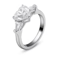 thumbnail image 6 of Blue Jewel 1.9 Ct VVS1/D Heart Cut Lab Created Simulated Diamond Ring - 14K White Gold Plated Ring for Women's - 3 Stone Engagement Wedding Rings for Her - Engagement Wedding Trilogy Ring for Women's, 6 of 9