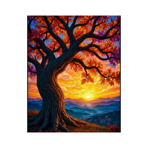 Paint by Numbers Kit for Adults, Sunset Tree Vibrant Autumn Landscape Paint by Numbers, Easy Paint by Numbers Kit for Adults Beginner, DIY Adult Paint by Number Kits on Canvas, Home Decor