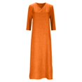 thumbnail image 4 of DHFJKG Dresses For Women 3/4 Sleeve Loose Fit Solid Color Layering Tunic Maxi Dresses V Neck Trendy Dresses, 4 of 4