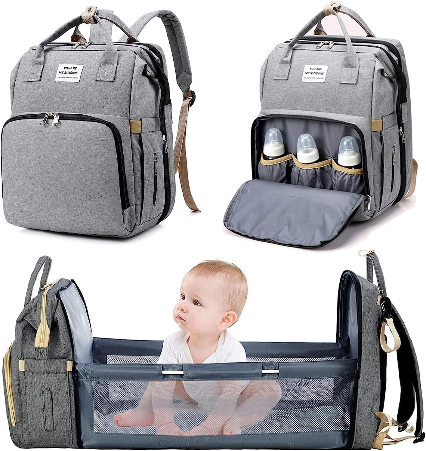 Baby Diaper Bags with Changing Station, Diaper Bag Backpack for Moms Dads with USB Charging Port, Baby Shower Gifts, Large Capacity diaper backpack