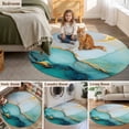 thumbnail image 5 of Round Rugs 3.3Ft, Teal Ombre Marble Round Area Rug Washable Indoor Throw Carpet, Modern Ink Painted Abstract Soft Non Slip Circle Rug for Laundry Room Patio Home Decor Aesthetic, 5 of 8