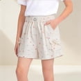 thumbnail image 2 of WRKEKC Girls Summer Shorts Solid Color with Printed Bowknot Design Casual Sporty Shorts Comfortable for 1-9 Years, 2 of 5