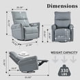 thumbnail image 5 of Bellemave Power Swivel Rocker Recliner, 270° Glider Recliner with USB Ports, Overstuffed Faux Leather Rocking Chair for Small Spaces Living Room (Blue Gray), 5 of 9
