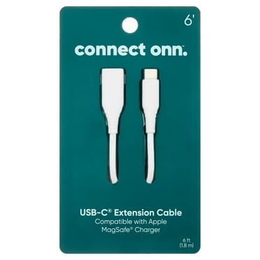 onn. USB-C Extension Cable, White, 6'