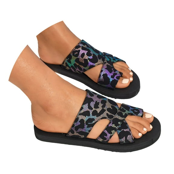 Dakaela Summer Sandals for Women 2025 Fashion Walking Flip Flops Beach Casual Mesh Flats Black 6