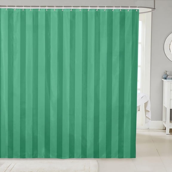 Green Striped Shower Curtain for Bathroom Waterproof Fabric Shower Curtains with Hooks 71x71 inches