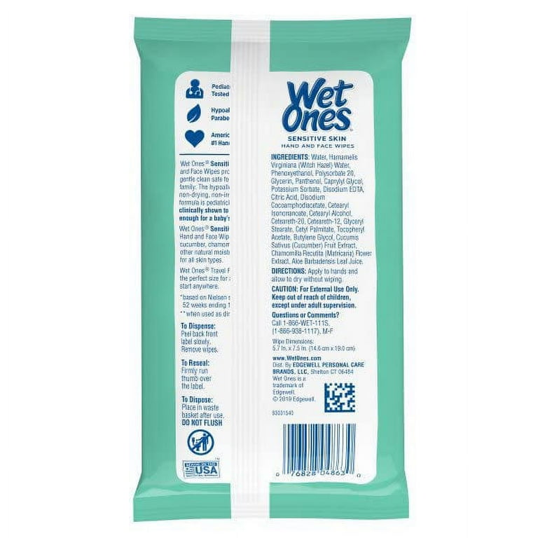 Wet Ones Extra Gentle Sensitive Skin Unscented Hand Wipes 20 Ea