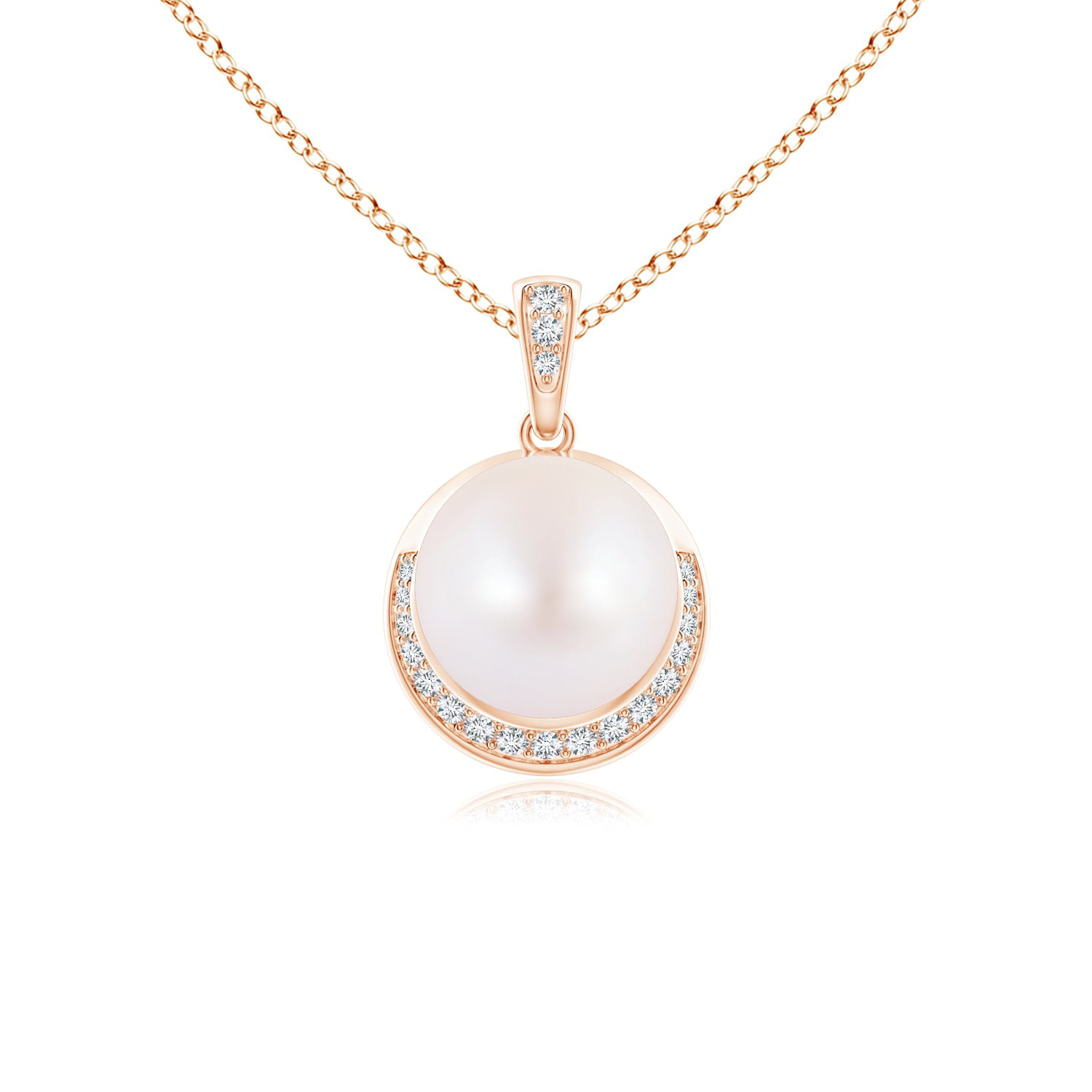 Angara - 8mm Round Akoya Cultured Pearl Pendant|Pearl Pendant Necklace ...