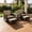 Brown, variant on 5 Piece PE Wicker Patio Furniture Set, Outdoor Conversation Chairs with Pull Out Hidden Ottoman, Soft Cushions & Glass Coffee Table, Wicker Bistro Set for Porch, Garden, Balcony, Poolside (Gray)