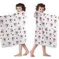 thumbnail image 4 of White Cow Black Spot Bow Pattern Hooded Bath Towel，50"x30" for Ages 3 To 12 Kids, Quick Dry Lightweight Soft Microfiber Hood Beach Towel Cover Up for Kids, 4 of 7