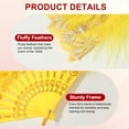 thumbnail image 3 of Uxcell Embroidered Flower Marabou Feather Fan Vintage Folding Handheld Fan Chinese Flapper Hand Fans Yellow, 3 of 6