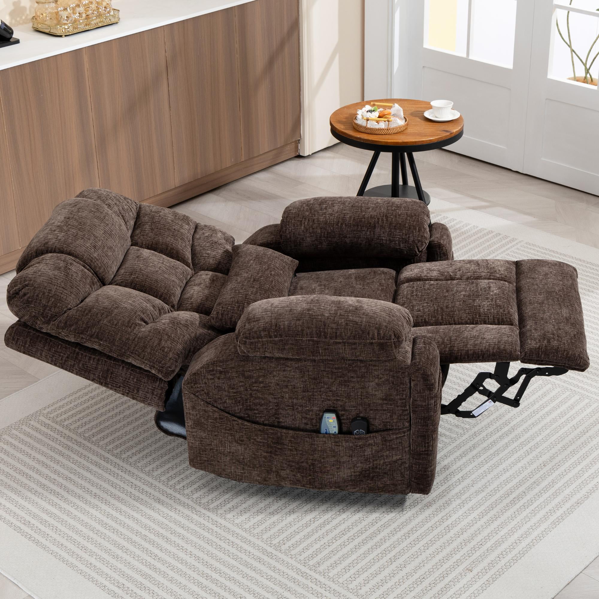 Power Lift Recliner Chairs for Elderly - Infinite Position Lay Flat Recliner with Heat & Massage Wireless Phone Charger - USB Type C Charging - Dual Motor Lift Chair 400 lbs