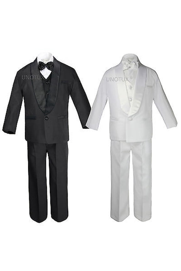 Baby Kid Teen Wedding Black White Pick Formal Shawl Lapel Tuxedo Boy Suit S-20