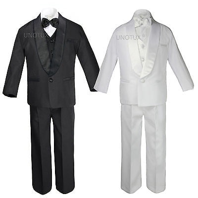 

Baby Kid Teen Wedding Black White Pick Formal Shawl Lapel Tuxedo Boy Suit S-20