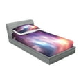 thumbnail image 2 of Ambesonne Galaxy Fitted Sheet & Pillow Sham Set, Cosmos Universe Space, Twinxl, Purple Coral Pale Blue, 2 of 2