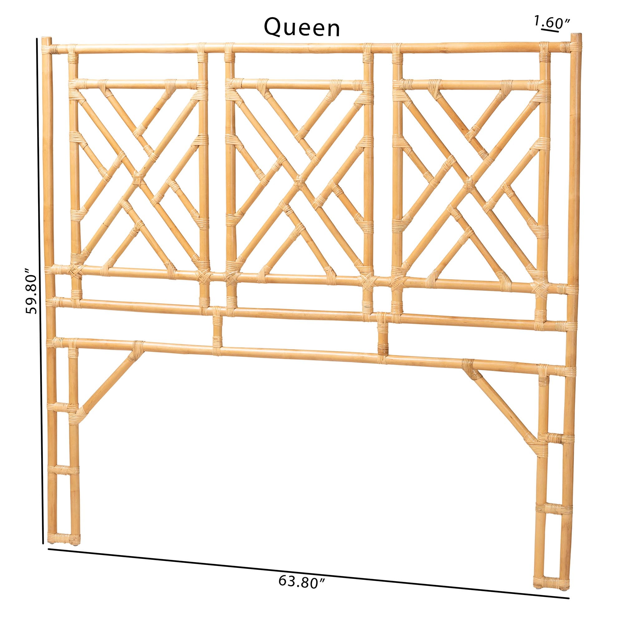 bali & pari Karavo Boho Standalone Headboard, King, Natural Rattan