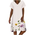 thumbnail image 1 of Vestidos casuales de verano para mujer Vestido suelto de manga corta con estampado floral de playa con cuello en V para mujer Pompotops ghjkhdj13446, 1 of 5