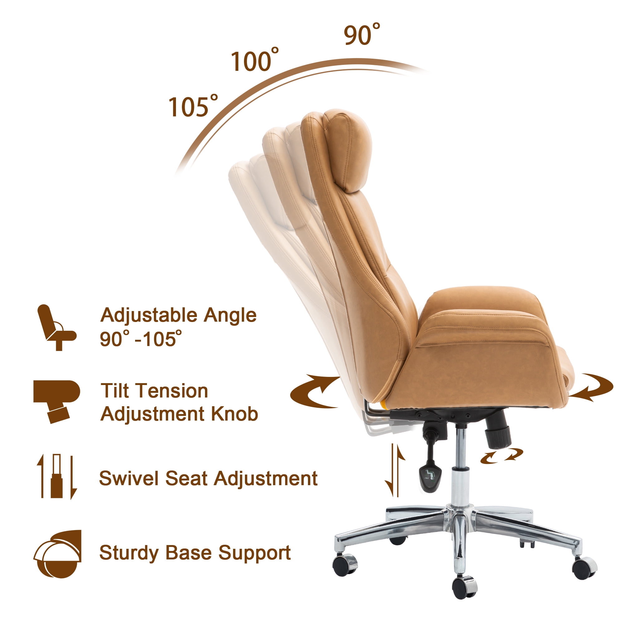 Camel colored sale leather office chair