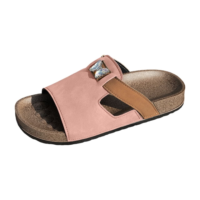 DXOUPM Women's Slippers Casual Butterfly Decorated Summer Open Toe Comfortable Walking Sandal