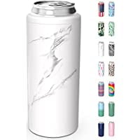 

Skinny Can Cooler for Slim Beer & Hard Seltzer Stainless Steel Doucle-Walled Stainless Steel Insulated Slim Cans Standard 12 oz (Marble 01)(Marble)