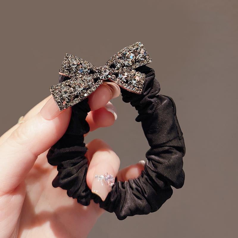 Fashion Rhinestone Bow Scrunchies Women Elastic Hair Rubber Bands Tie Hair Ring Rope Headdress Girls Headwear Accessories