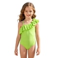 thumbnail image 3 of Lullu Girls Bow Ruffle One Shoulder One-Piece Swimsuit UPF50+ Cute Bathing Suit, Sizes 3-7, 3 of 4