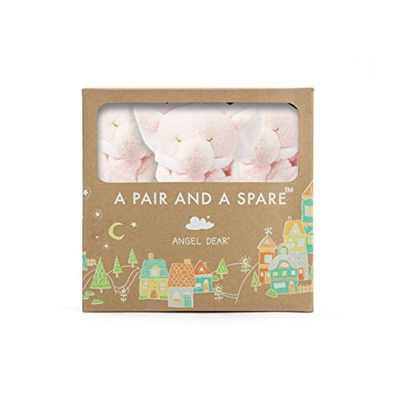 Angel Dear Pair and a Spare 3 Piece Blanket Set, Pink Elephant